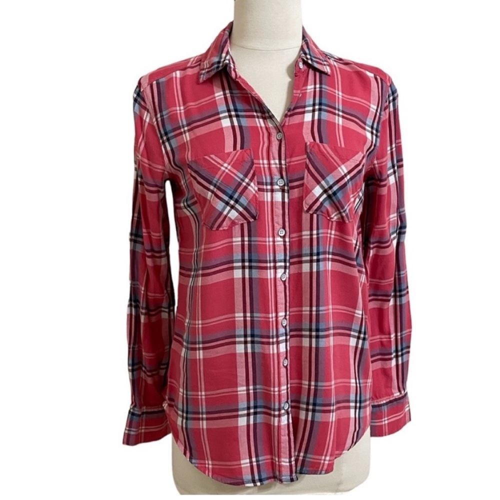 🌟DONATING SOON🌟 AEROPOSTALE Women’s Plaid Red White Blue Button Down Shirt XS